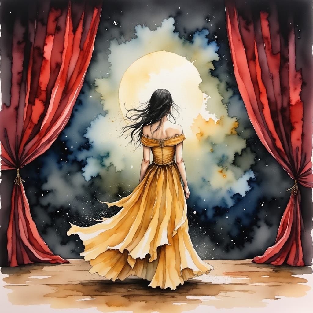 Ethereal Singer on Crimson Velvet Stage