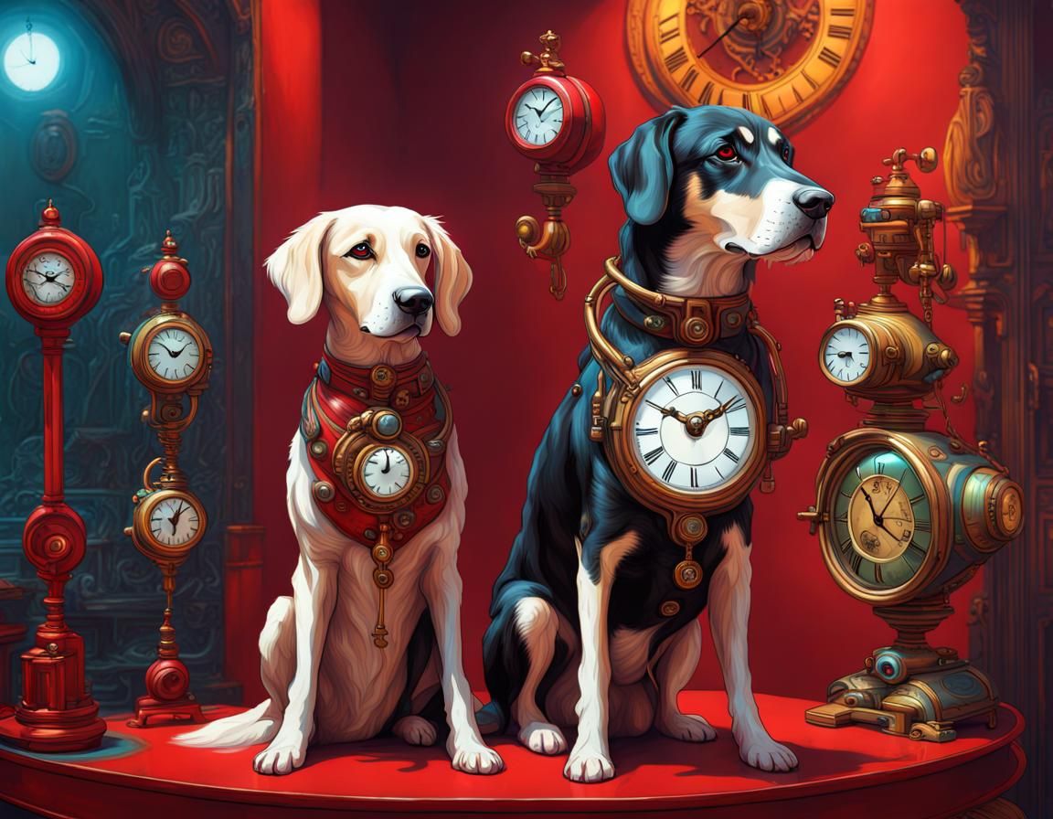 Clockpunk Moebius Dogs in High Resolution