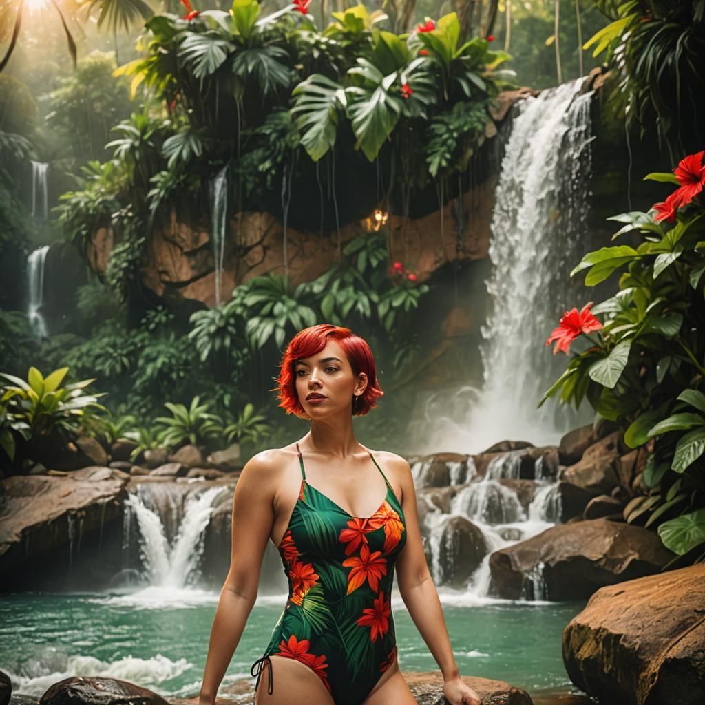 A Puerto Rican girl with a pixie cut, red hair, posing in a ...