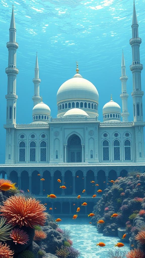 Underwater Masjid with 9 Minarets and 3 Domes