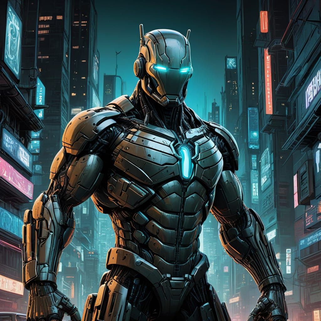 Cyberpunk Fusion of Flesh and Metal