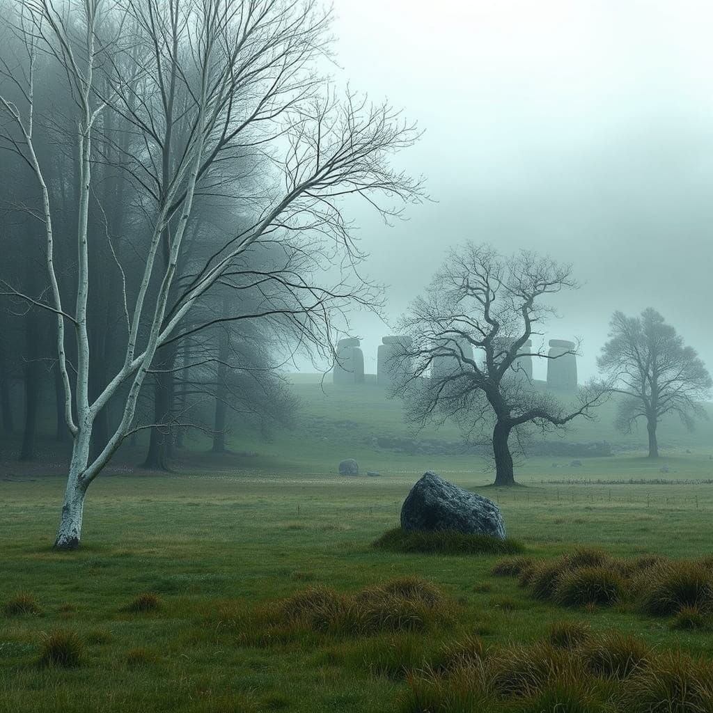 Celtic Landscape with Ancient Henge in Photorealistic Style