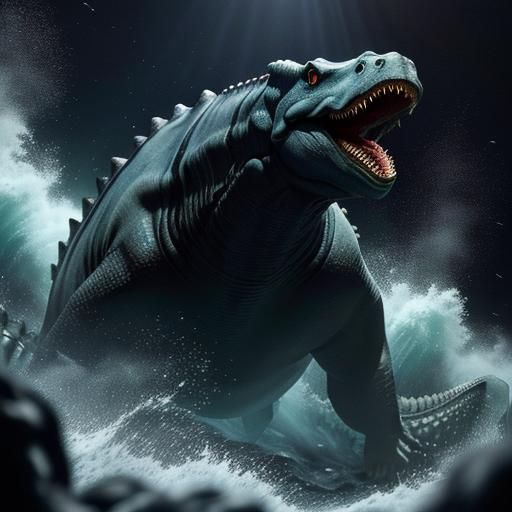Photorealistic Sea Monster Hybrid in Ocean Depths