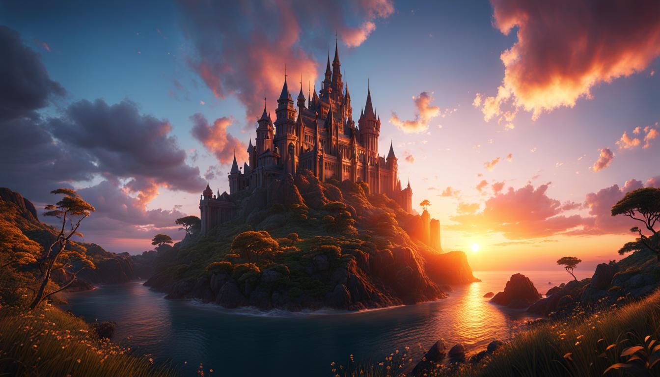 Fantastical Sunset Matte Painting in Deep Color