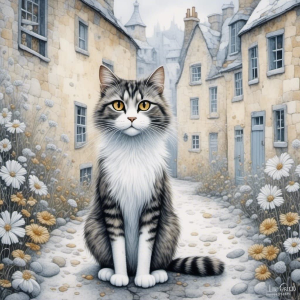 Grumpy Alley Cat with Giant Eyes