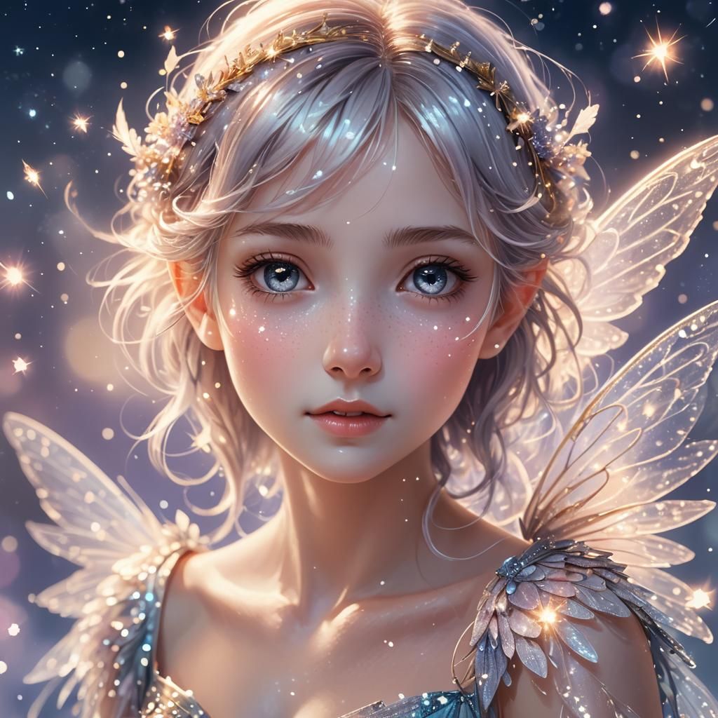 Anime Fairy Portrait with Sparkling Dust