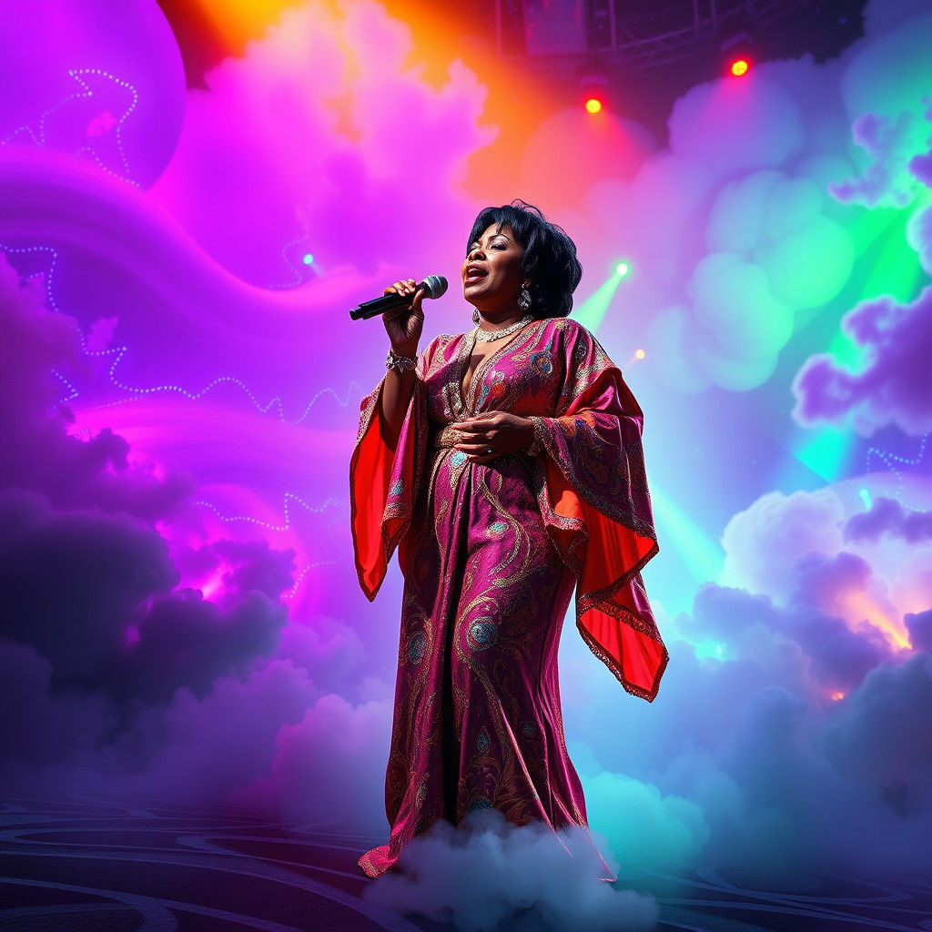 Aretha Franklin Sings on a Dreamlike Stage