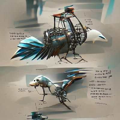 Mechanical Bird Concept Art: Intricate Design