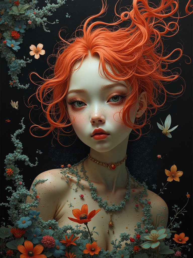 Cloisonné Portrait over Dark Tsingy Rouge