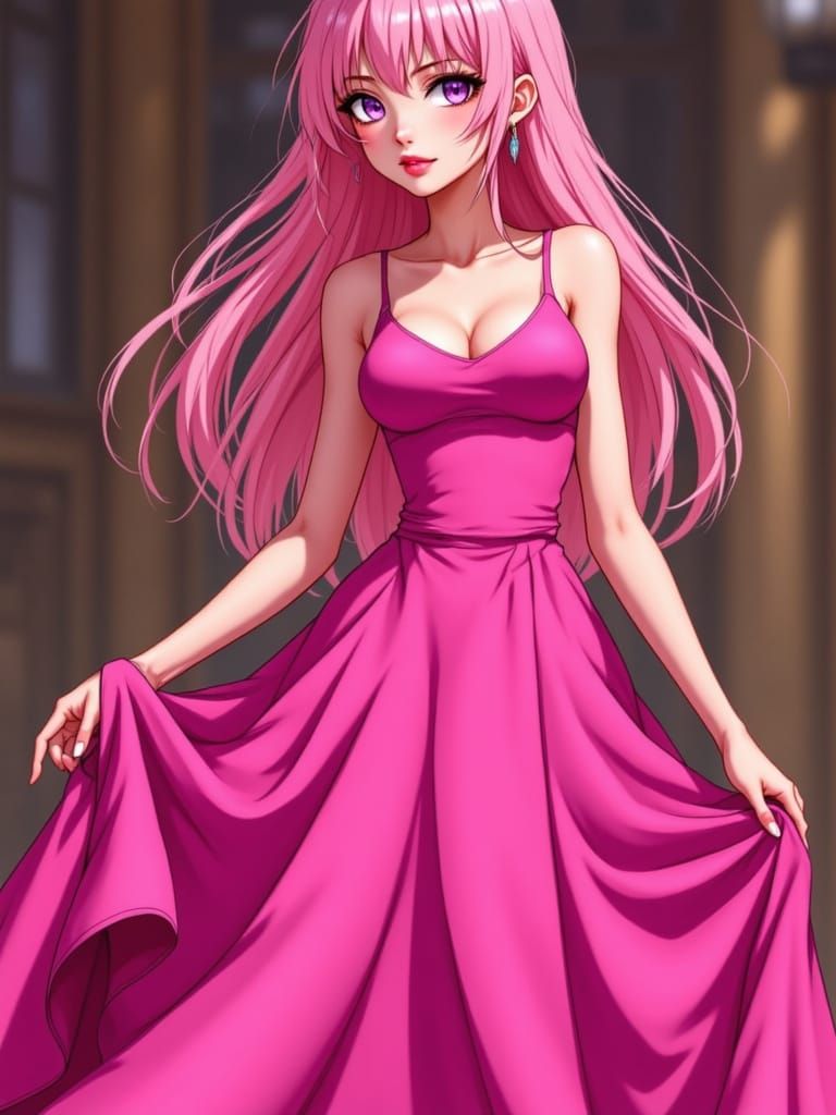 Princess Bubblegum in Elegant Pink Gown