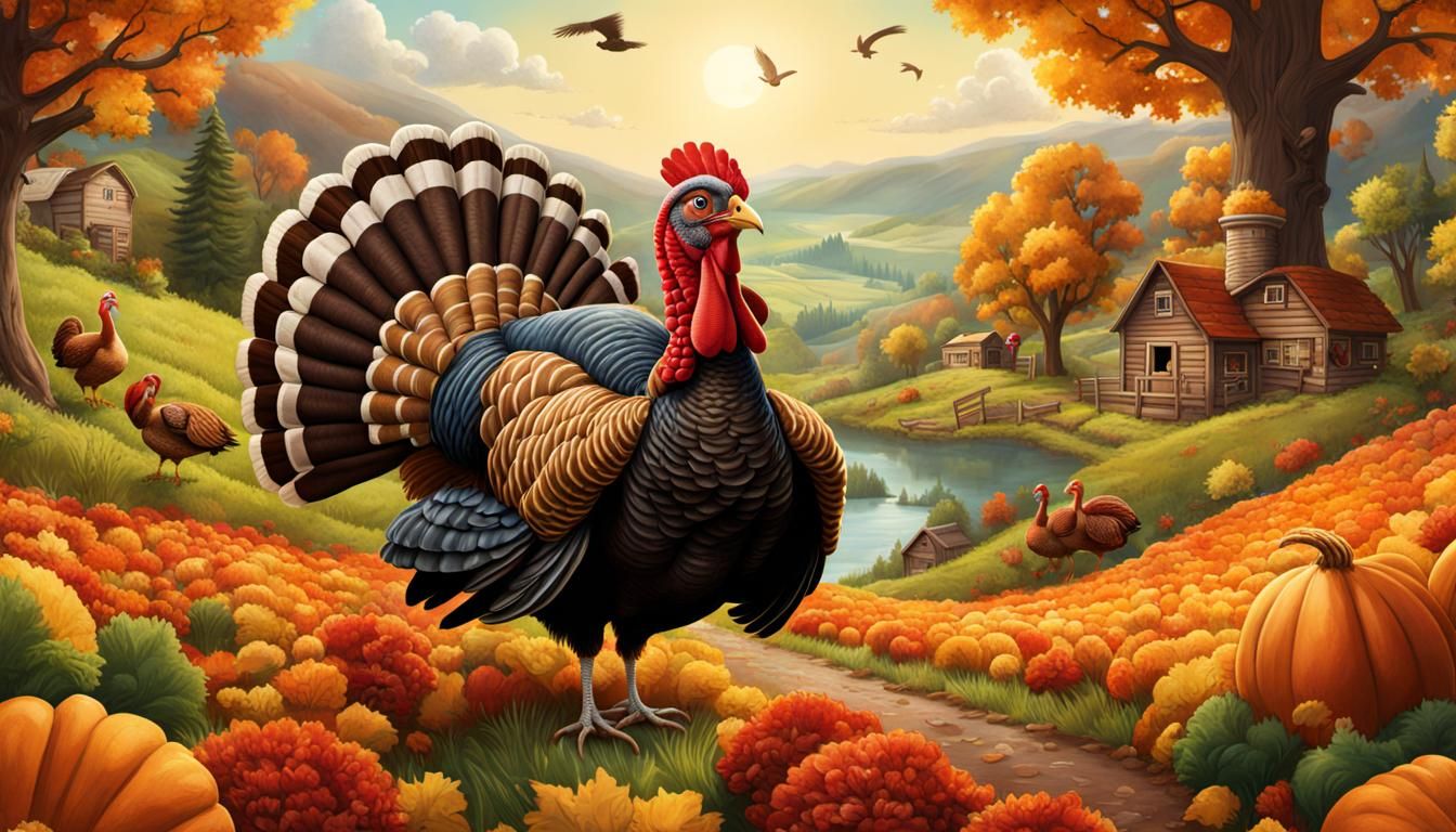 Photorealistic Storybook Illustration: Clever Turkey Adventu...
