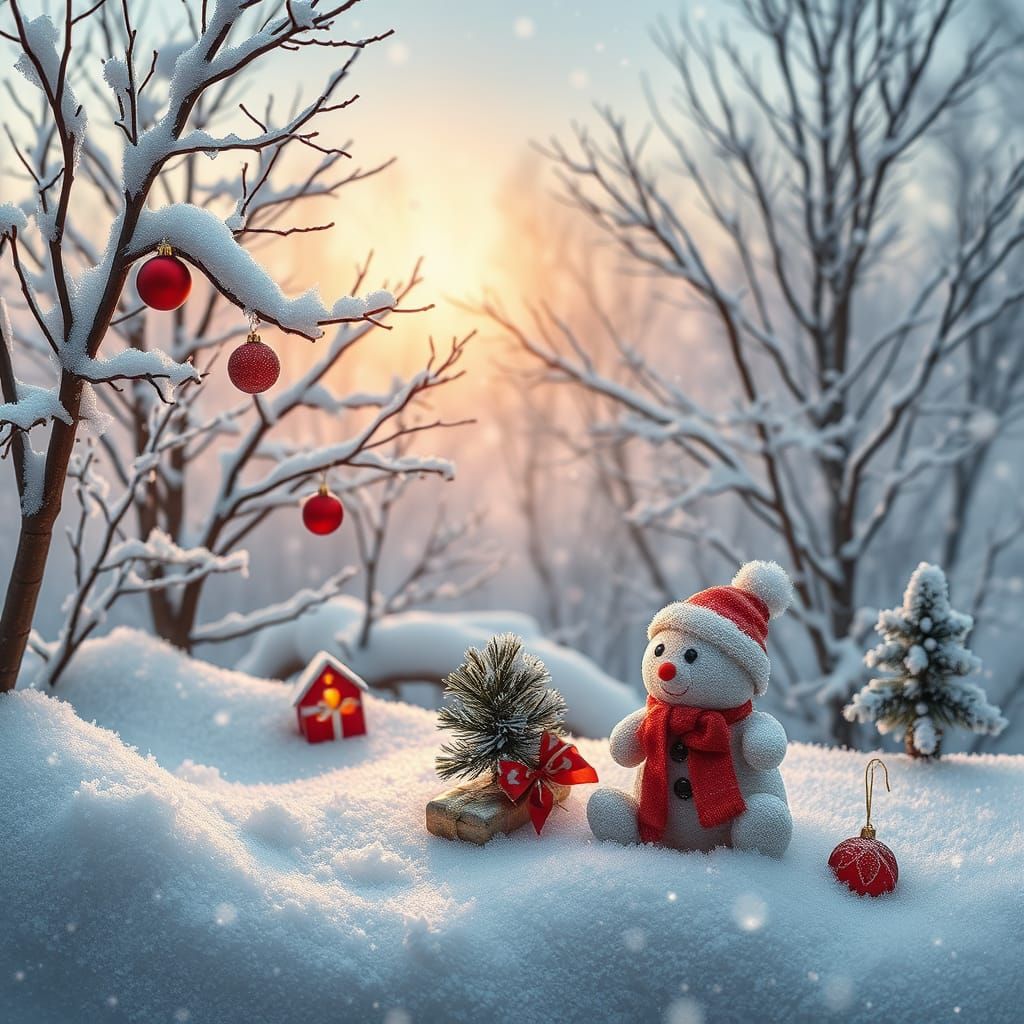 Festive New Year Background with Snowflakes and Ornaments