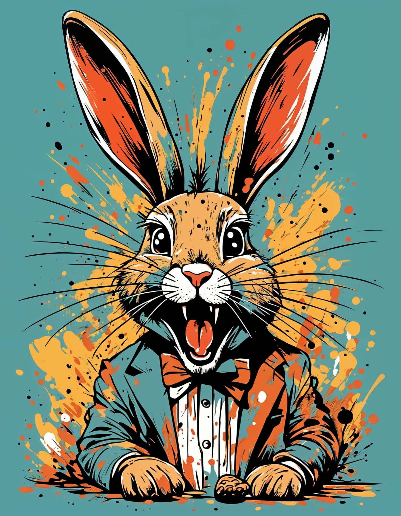 Rabbit Panic: A Neo-Expressionist Cartoon