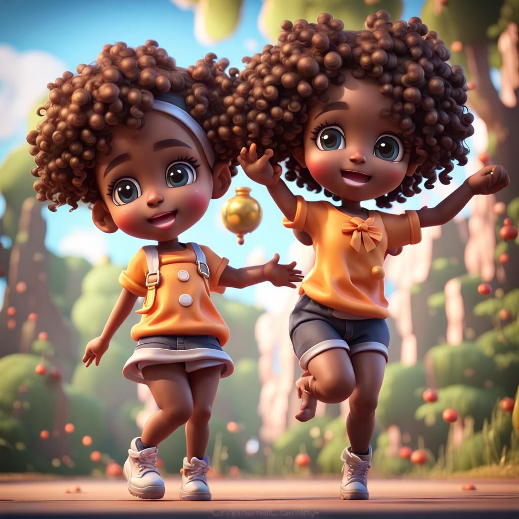 Cute Chibi Girl Dancing in 3D Render