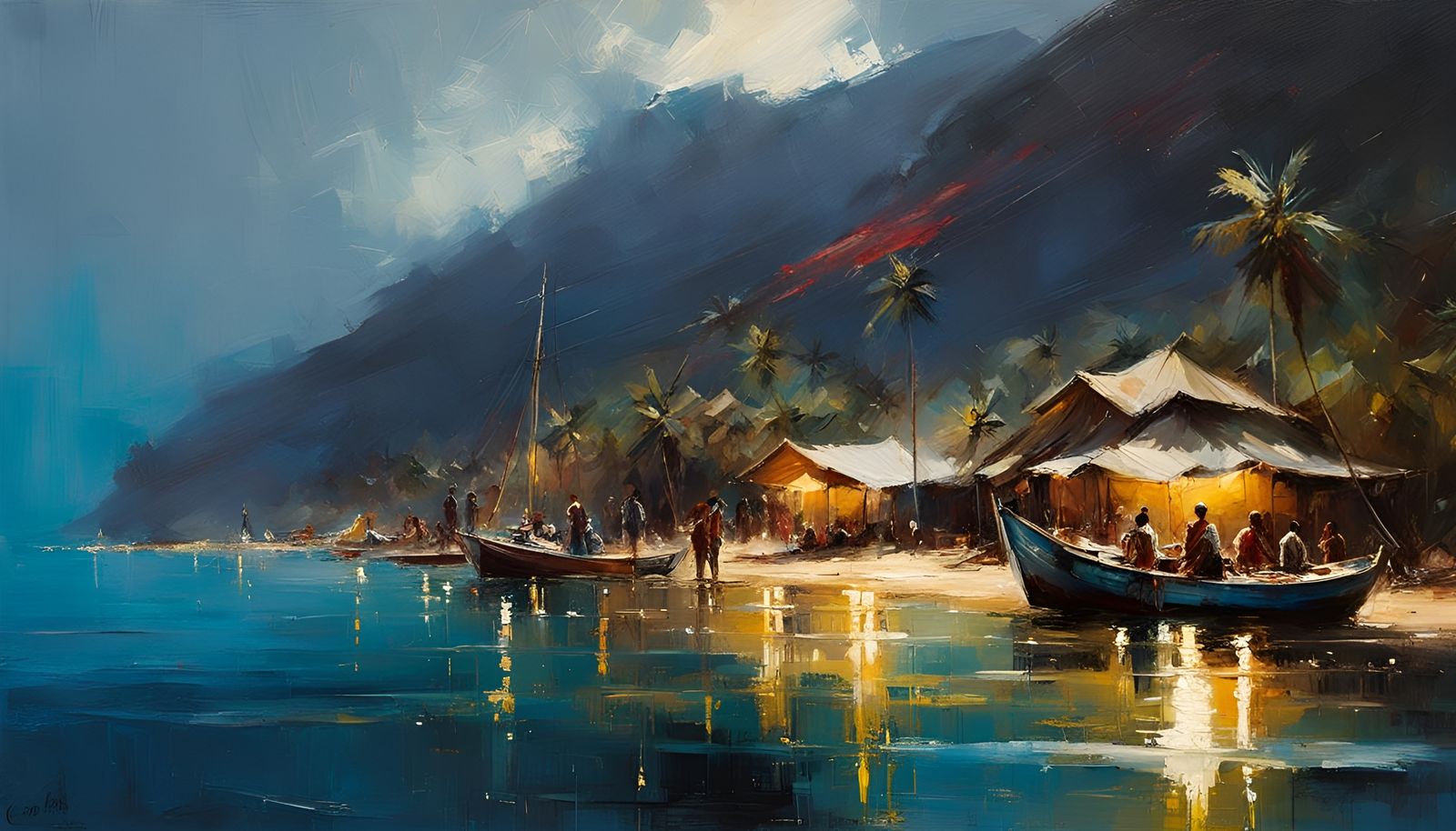 Lake Tanganyika Burundi: Fine Art Oil Painting