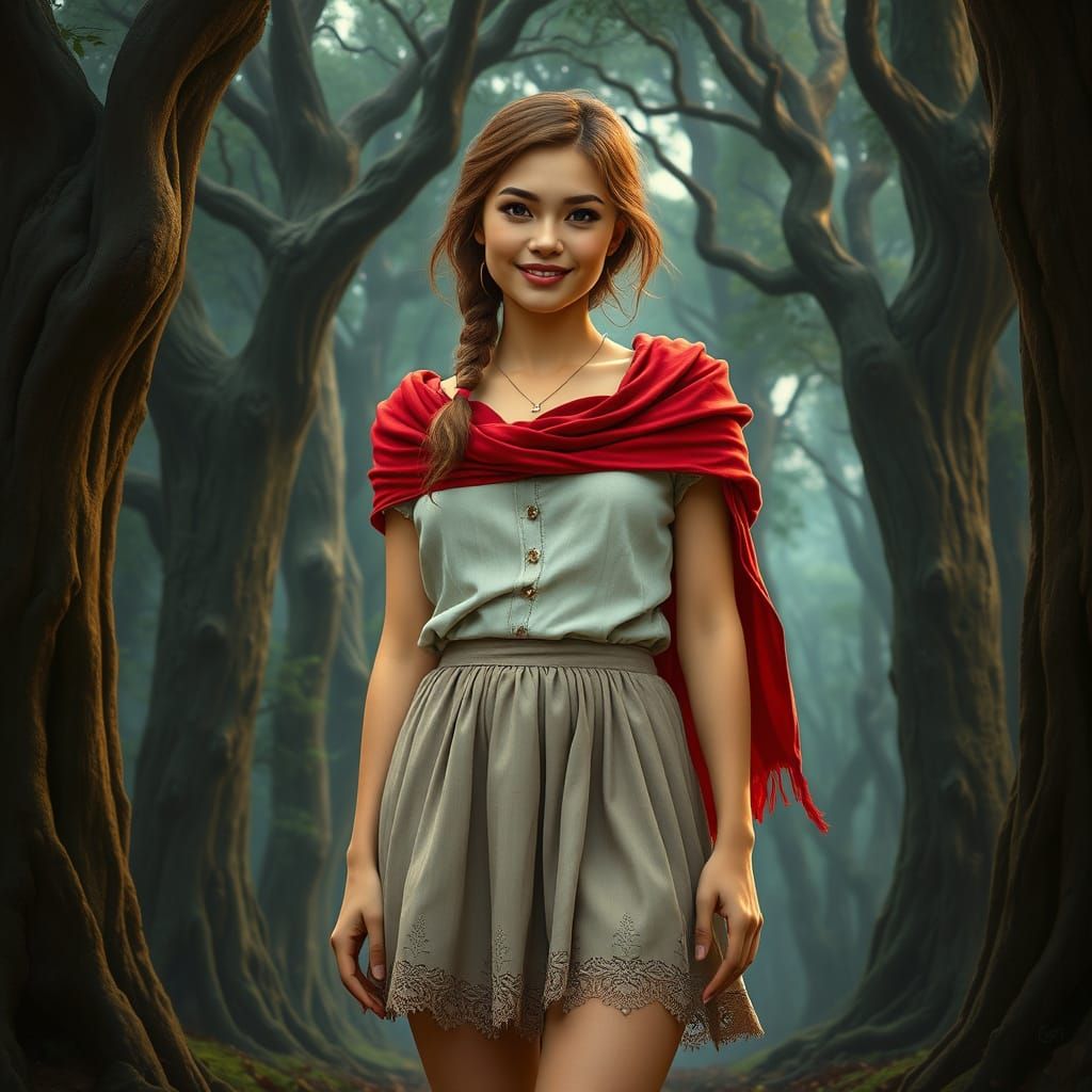 Enchanted Woodland Goddess in Whimsical Attire