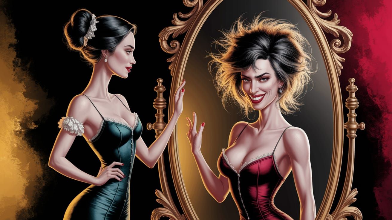 Elegant Lady Transforms into Sultry Alter Ego in Vibrant Vic...