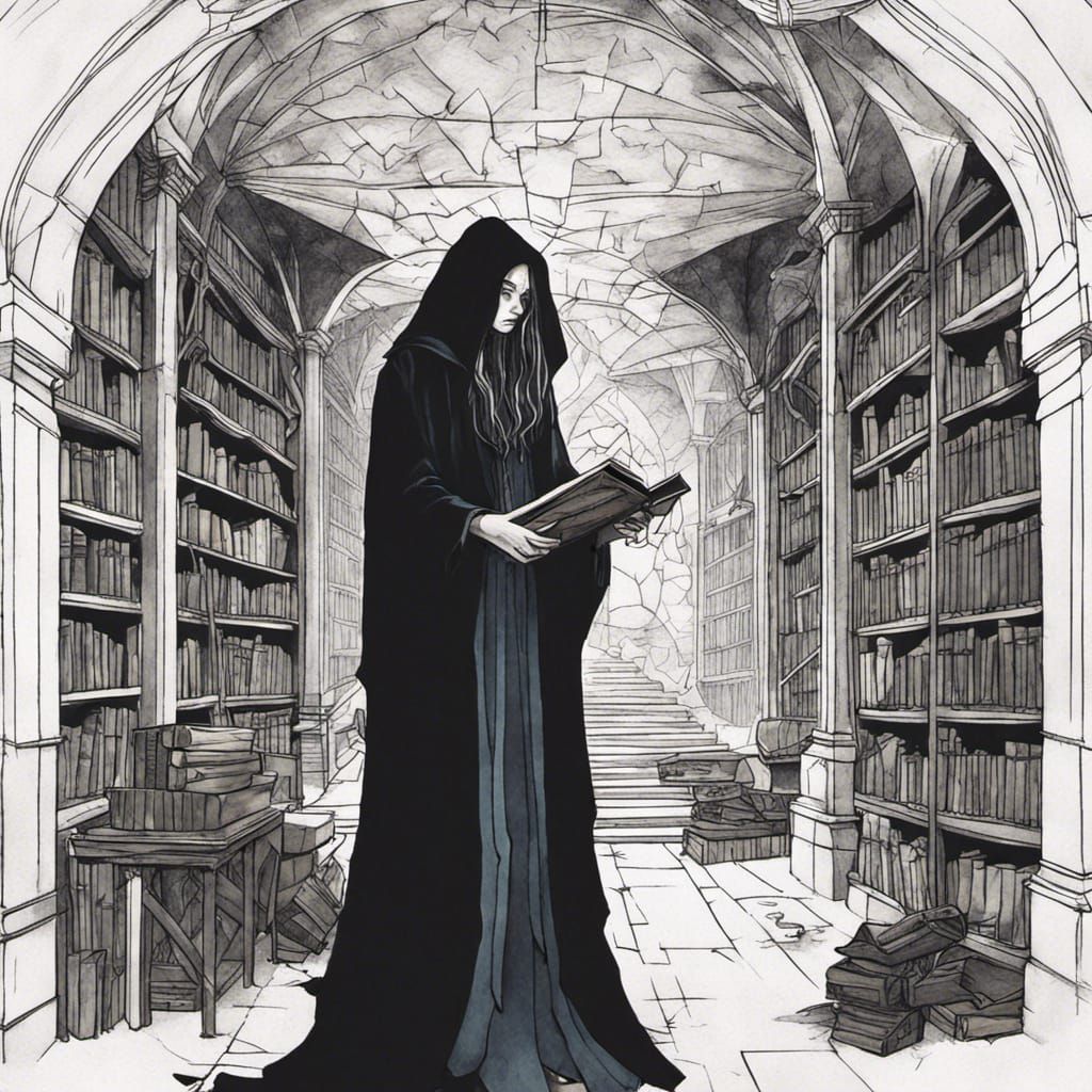 Dark Academia Origami Fantasy Spellcasting in Gothic Art