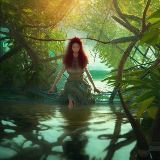 Inventor Hidden in Mangrove, Dynamic Lighting, Splash Art