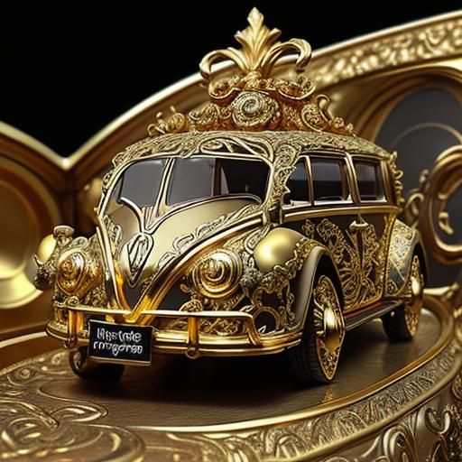 Gold Volkswagen made in the Rococo fashion
