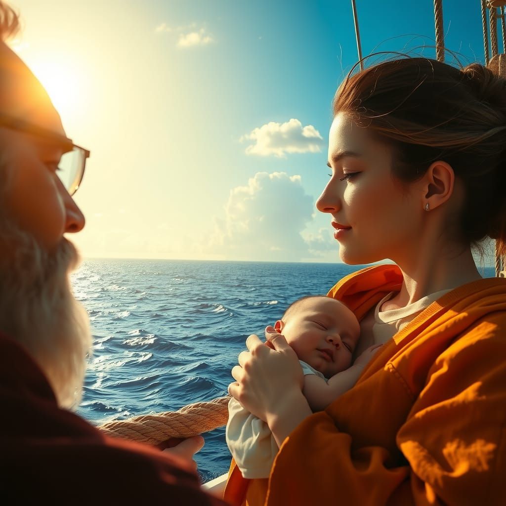 Seascape: Sailor and Wife in Harmonious Colors