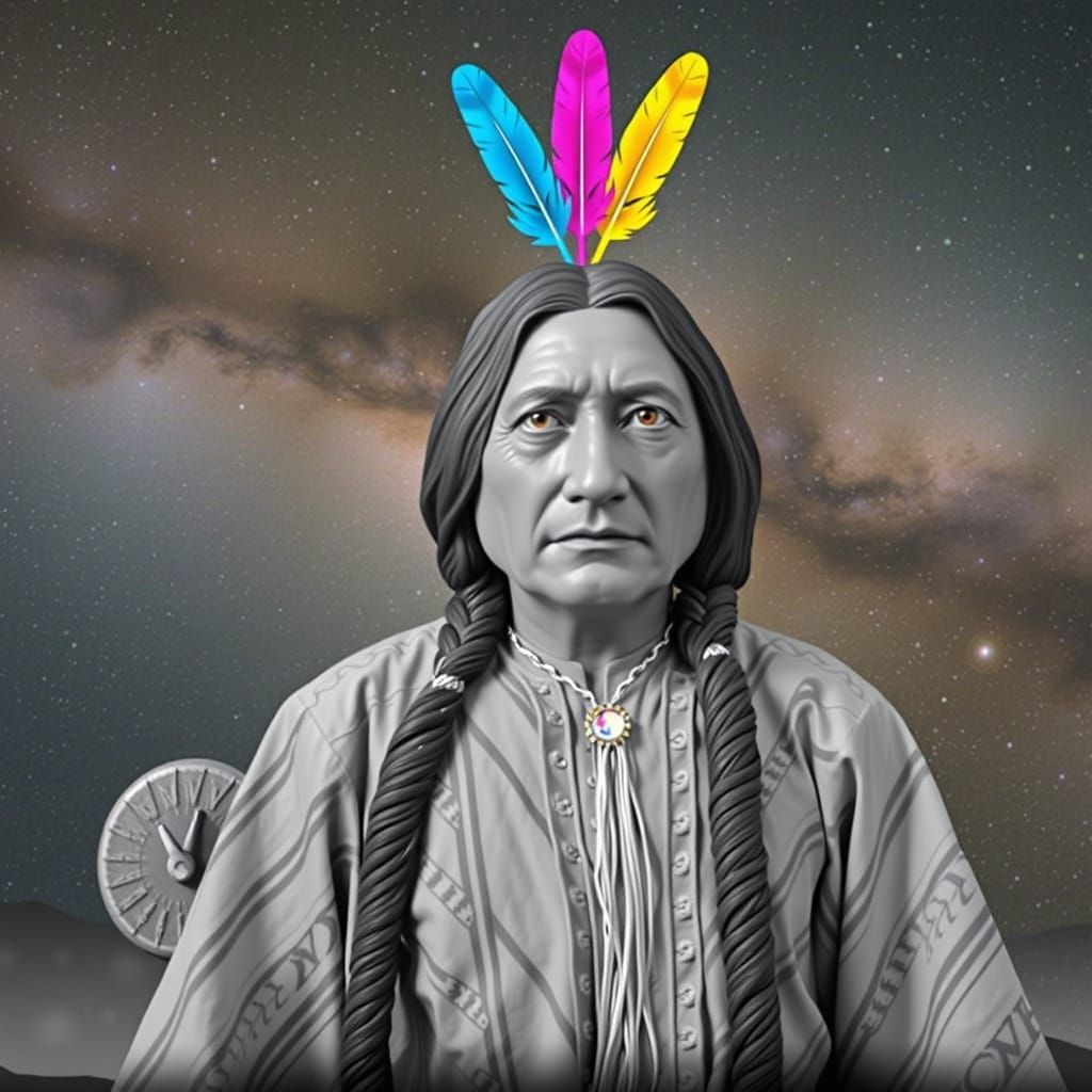 Native American Man Under Milky Way Sky