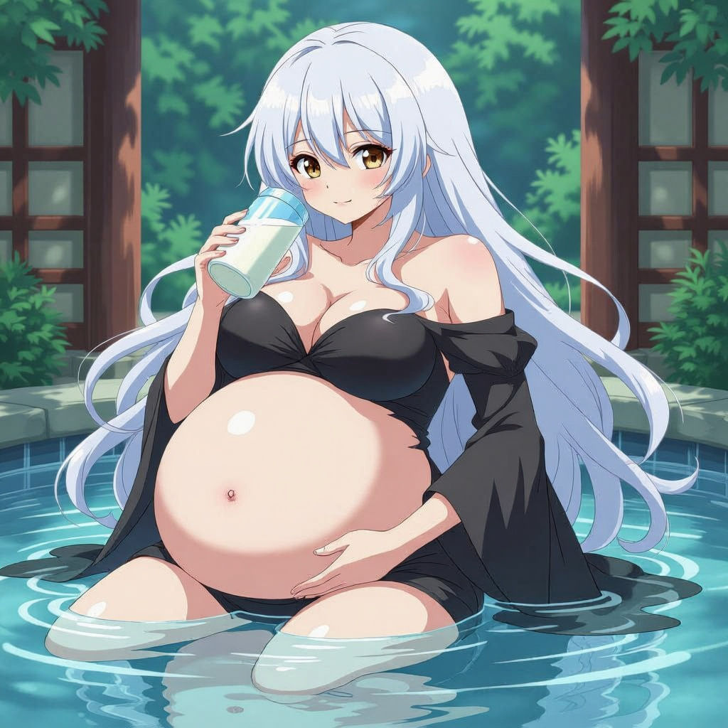 Anime Woman Enjoying a Milk Bath