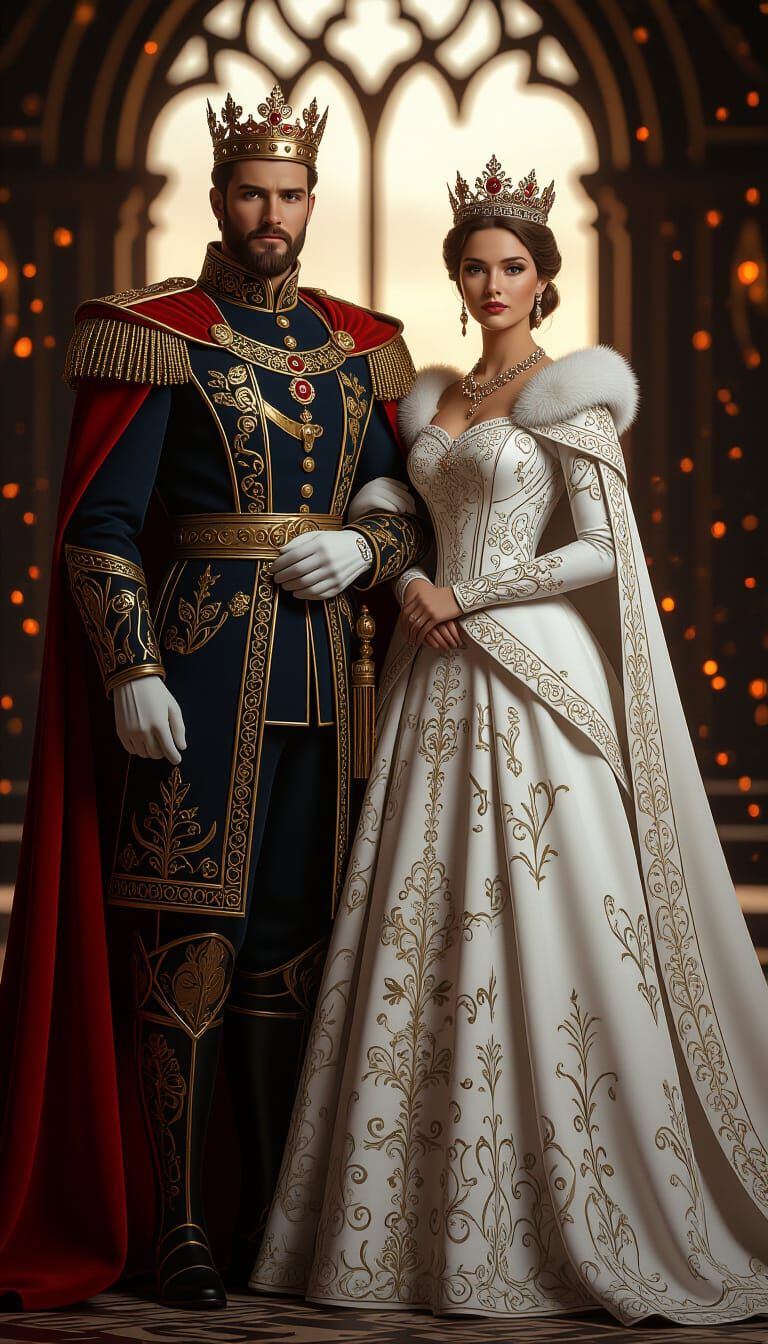 Royal King and Queen in Dramatic 3D Render