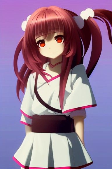 Adorable Anime Girl in Traditional Japanese Style