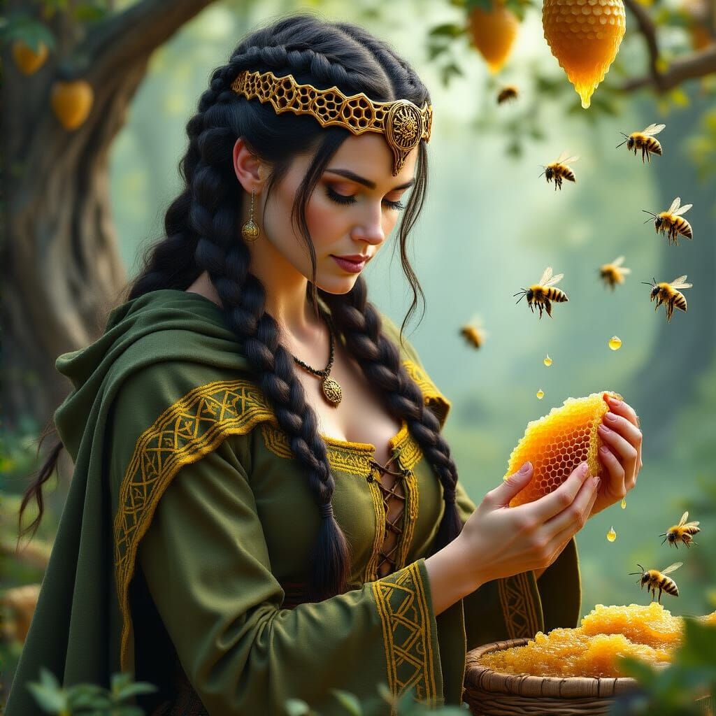 Beyla: Viking Goddess of Honey, Expressionist Style