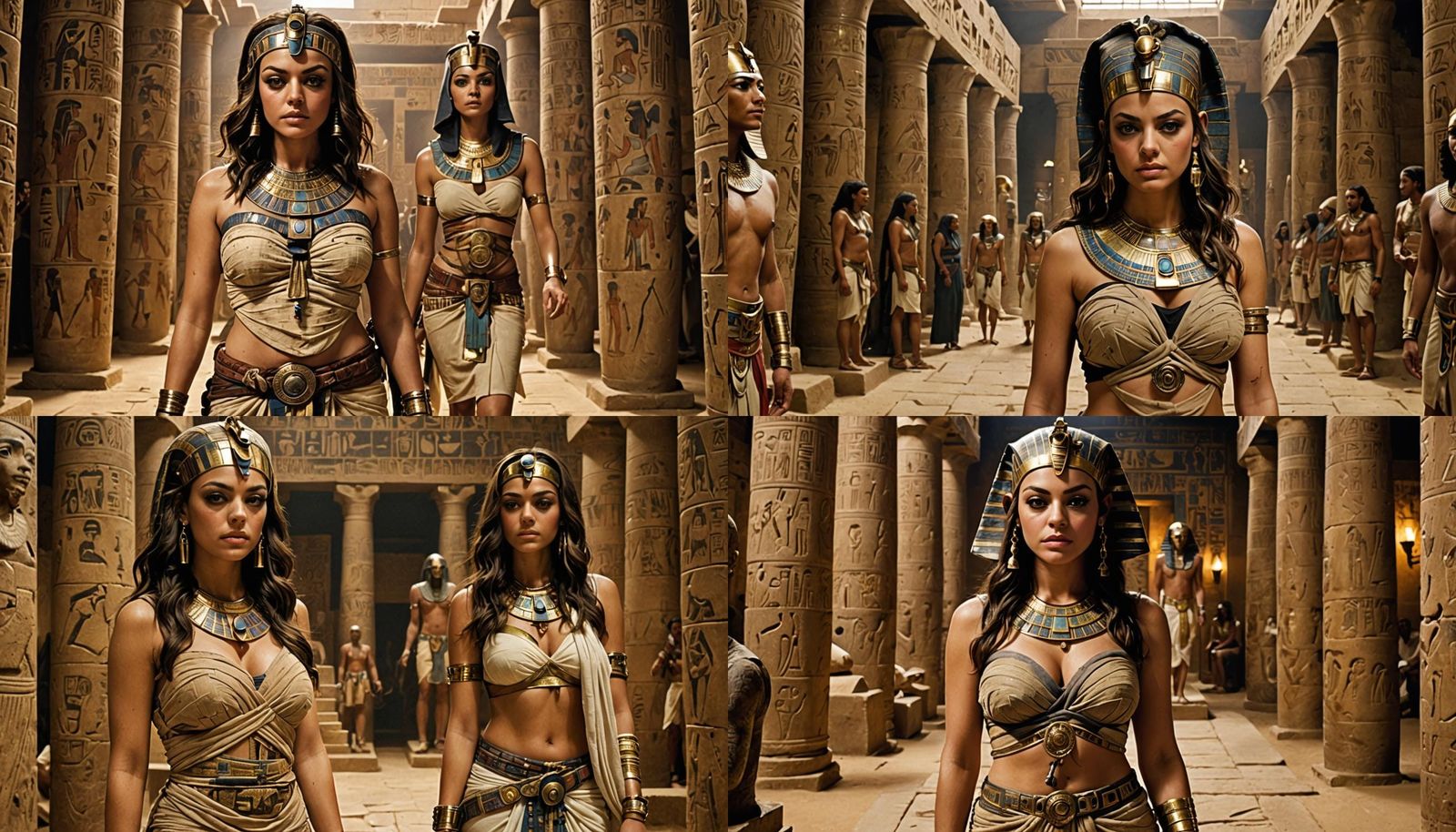 Mila Kunis as an Egyptian Mummy wearing an Egyptian headpiec...