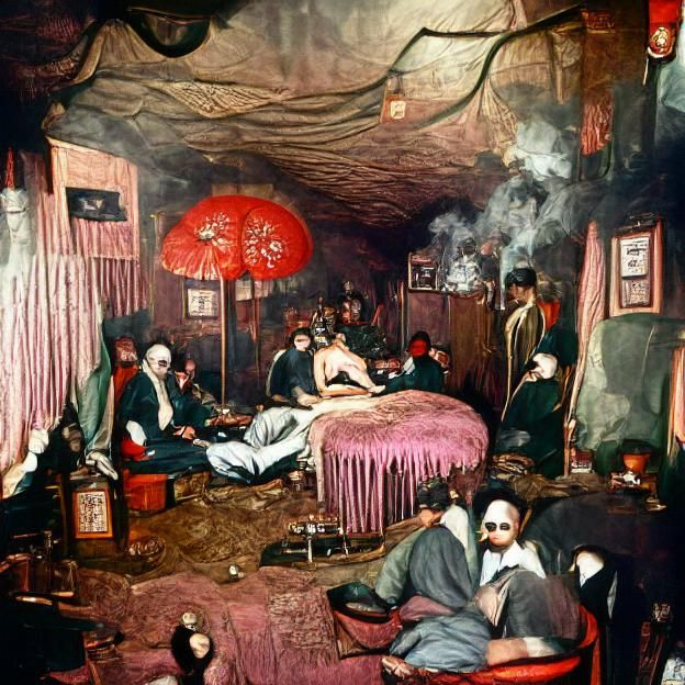 19th Century Opium Den Scene