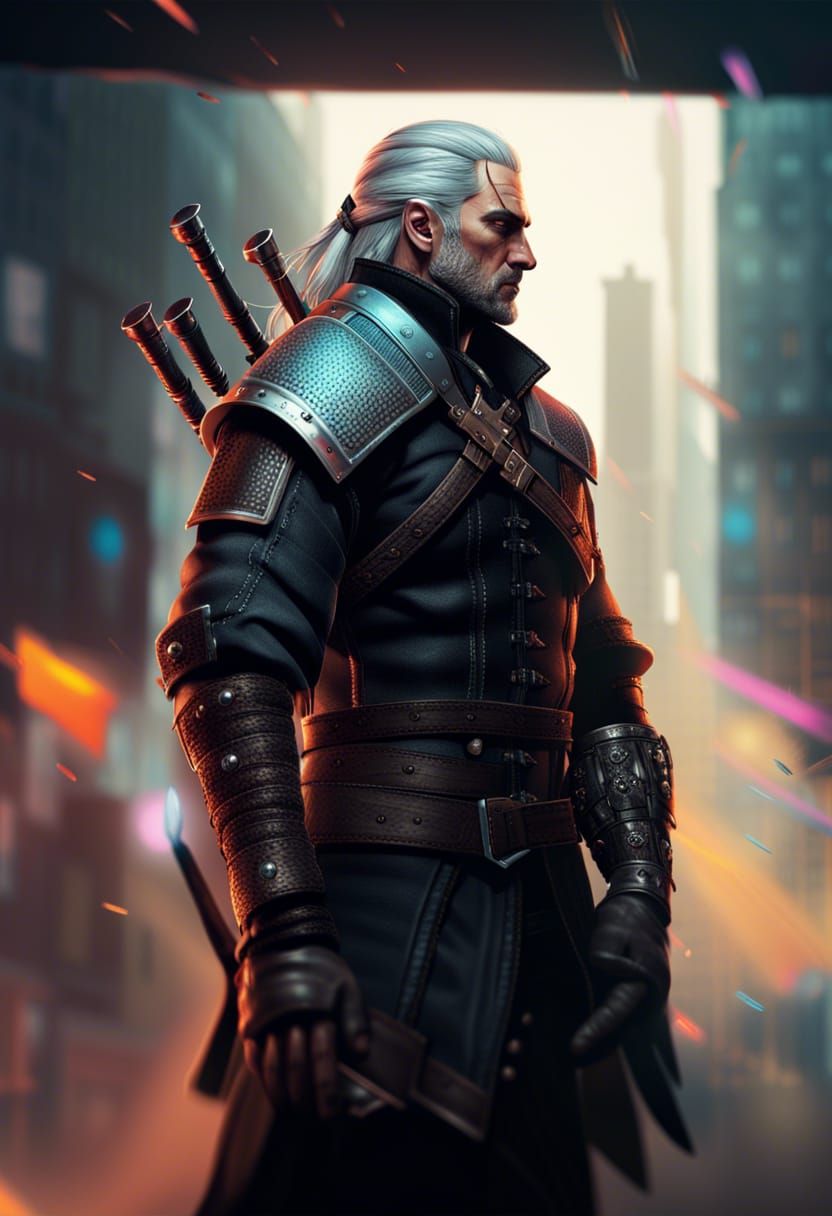 Cyberpunk Swordsman Concept Art: Hyperrealistic Geralt-like ...