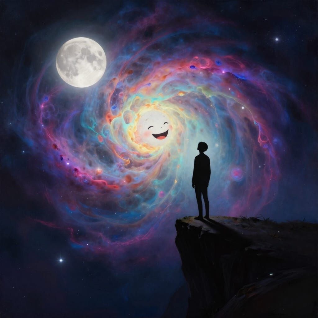 Cosmic Joy Nebula and Solitary Watcher