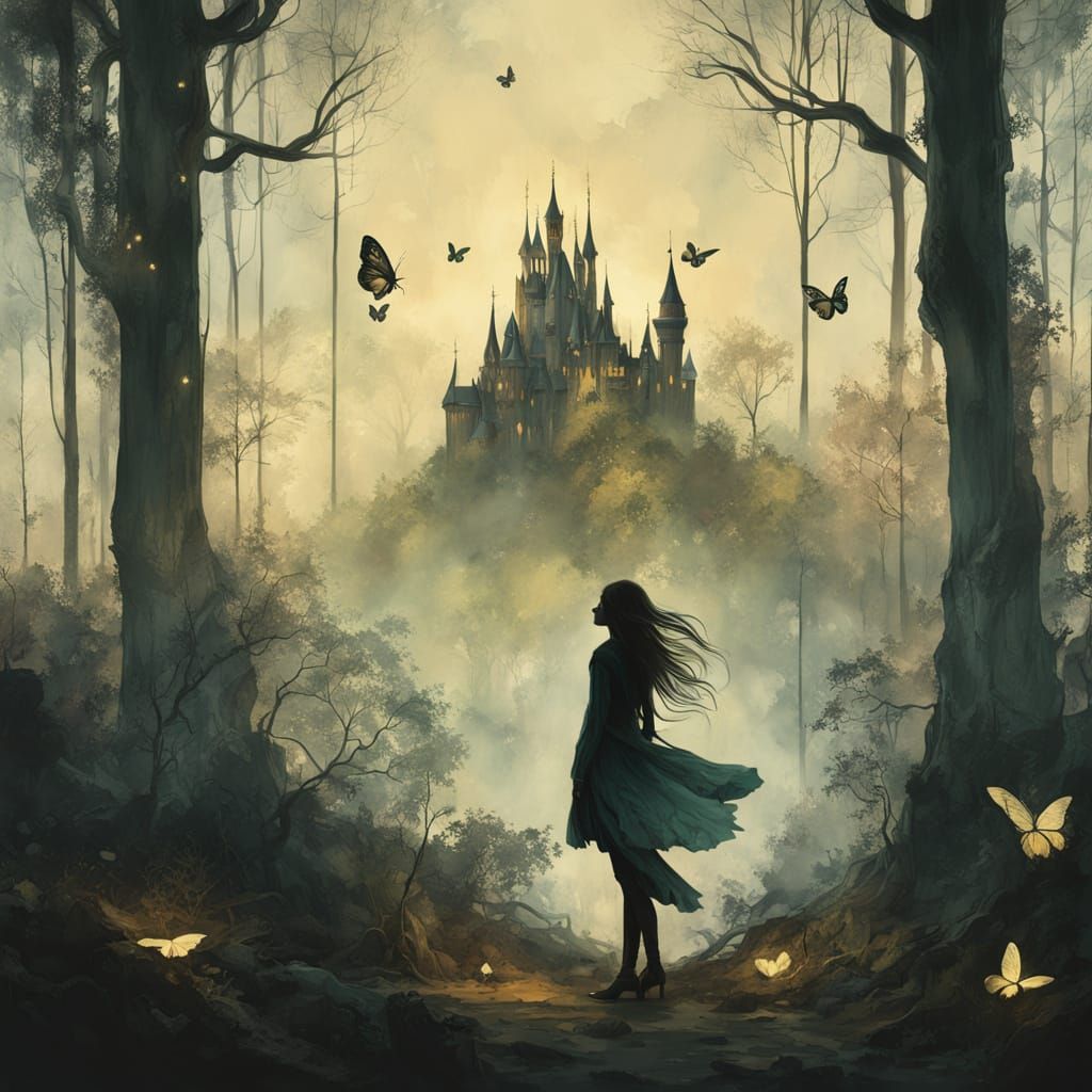 Ethereal Fairy Silhouette in Enchanted Forest