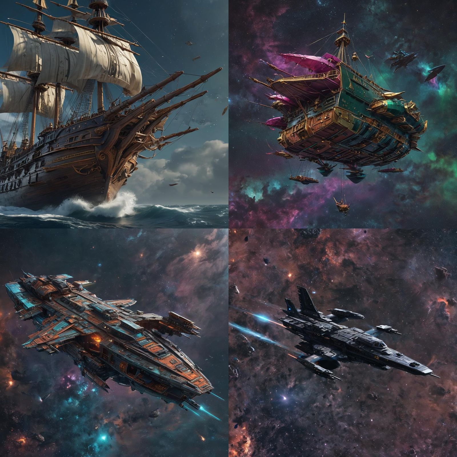 Spelljammer Ship in Space: Detailed Matte Painting