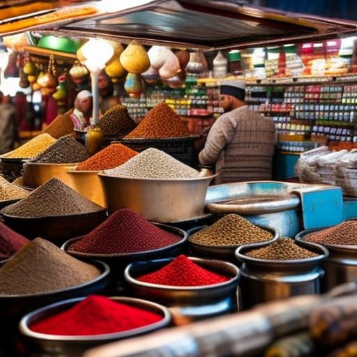 Bustling Moroccan Spice Market Stall in 4K