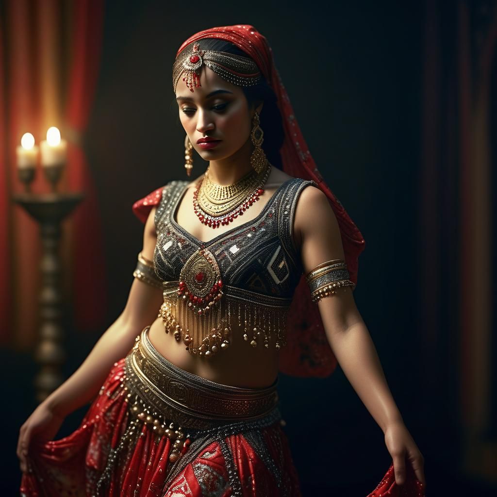 Belly Dancer Portrait in Dramatic Cinematic Lighting
