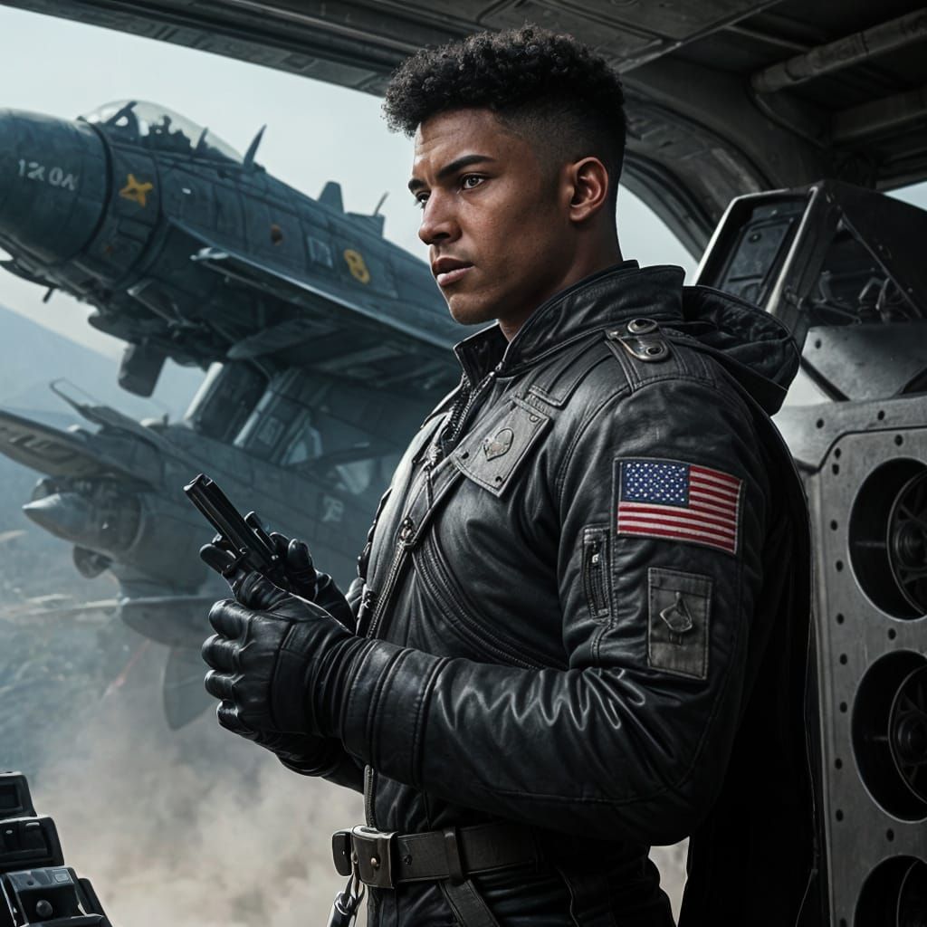 Dieselpunk Pilots in Cinematic Film Still