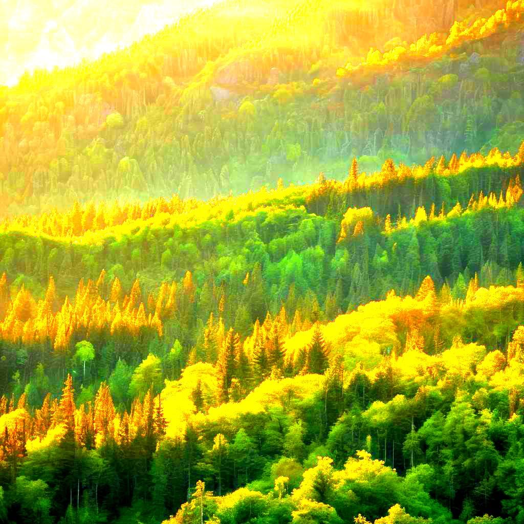 Forest and Mountain Range in Natural Lighting