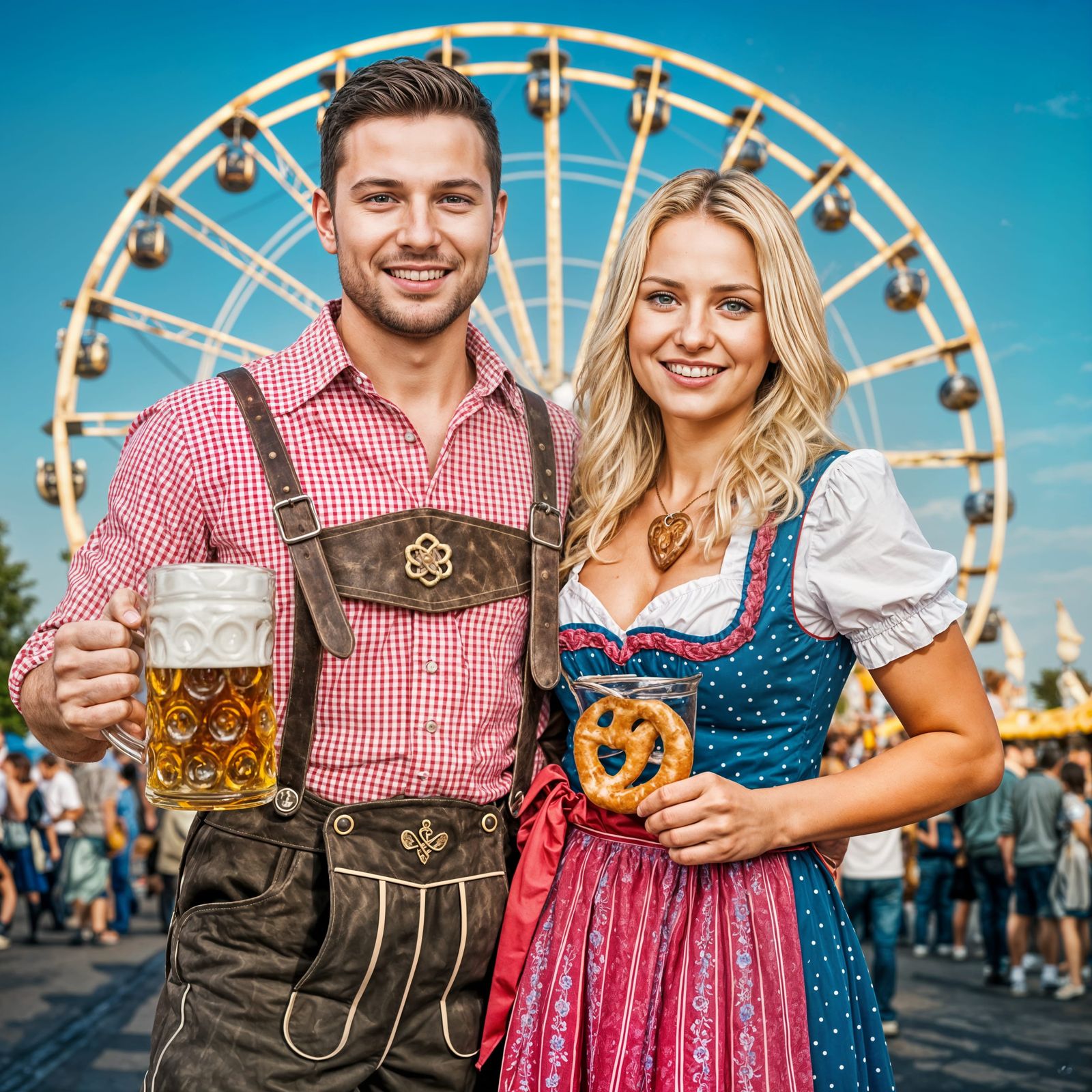 Oktoberfest Celebration: Bavarian Couple at the Festival