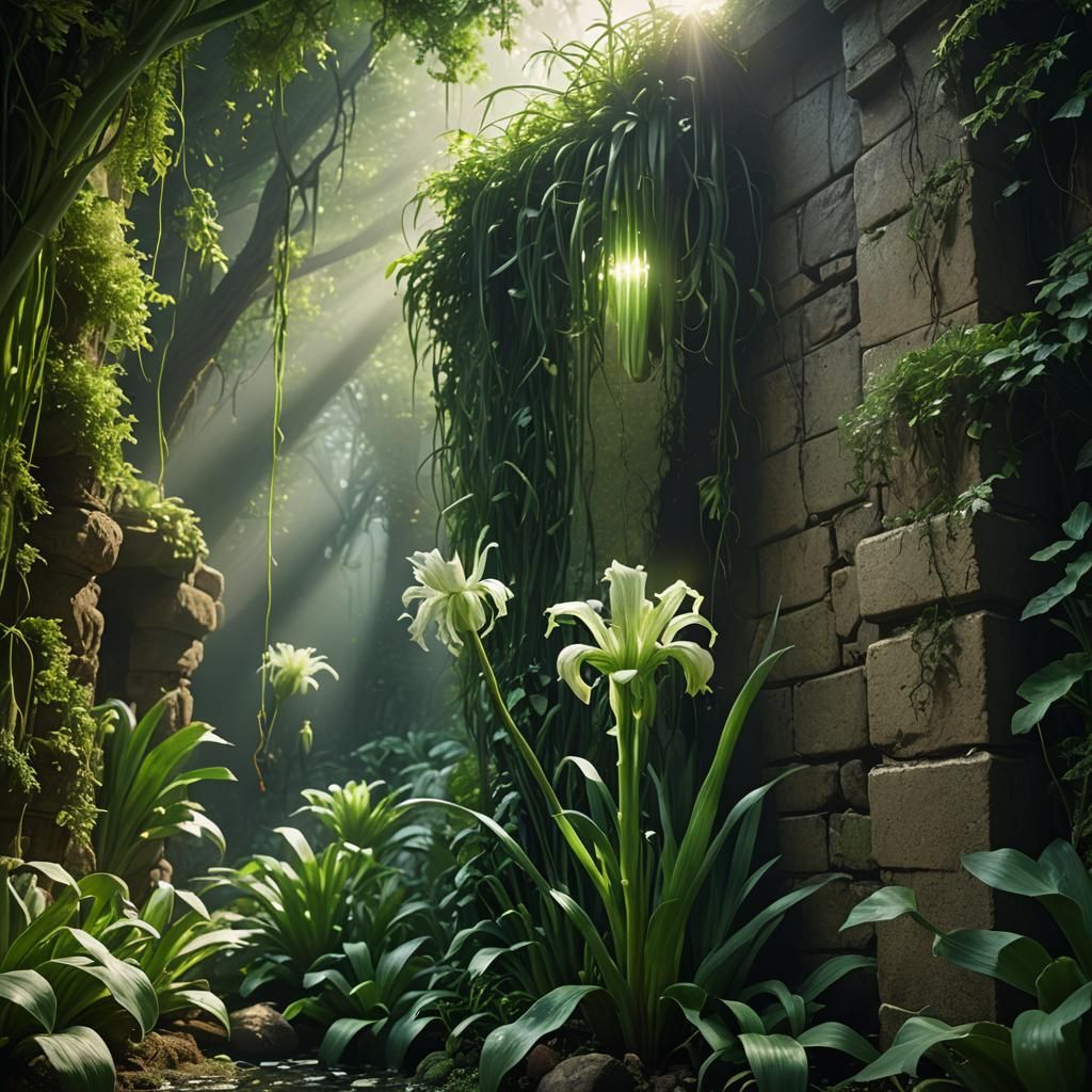 Mystical Garden: Leek in Hyper-Realistic Digital Painting