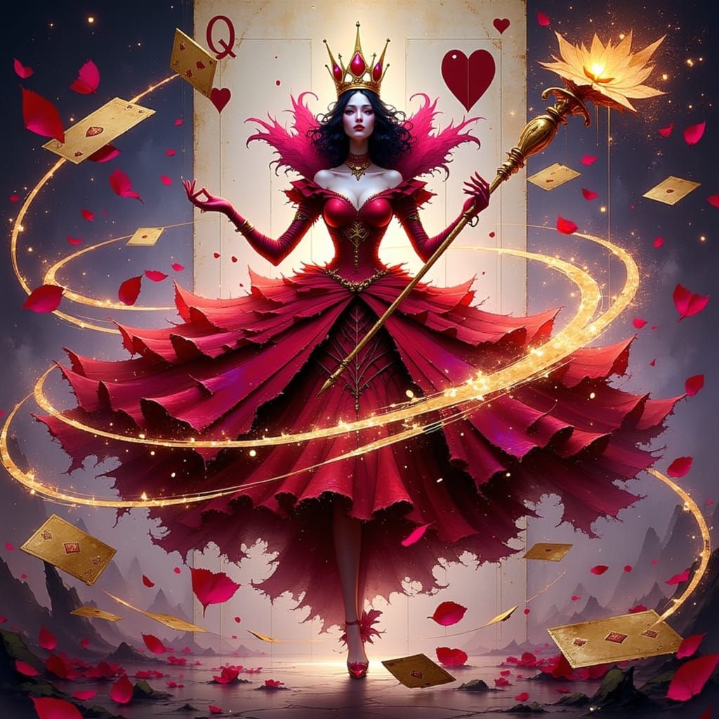 Queen of Hearts Emerges from Playing Card