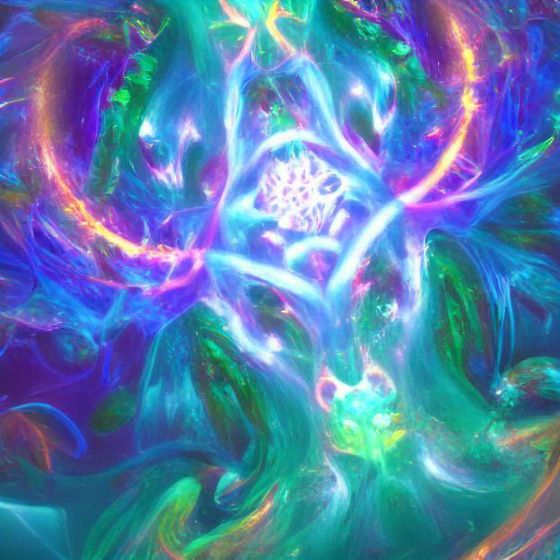 Opalescent Abstract 3D Graffiti in Biopunk Style