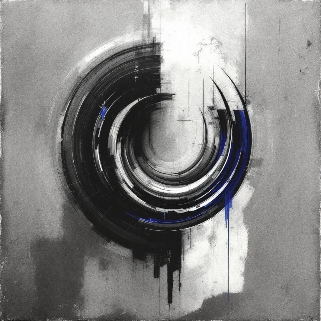 Grayscale Abstract with Electric Blue Venus Claws