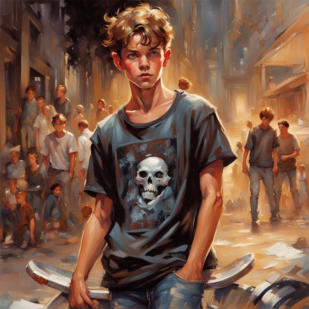 Teenage Boy Portrait in Comic Book Style