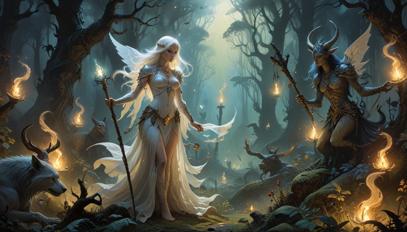 Enchanted Forest Sorceress in Fantasy Art Style