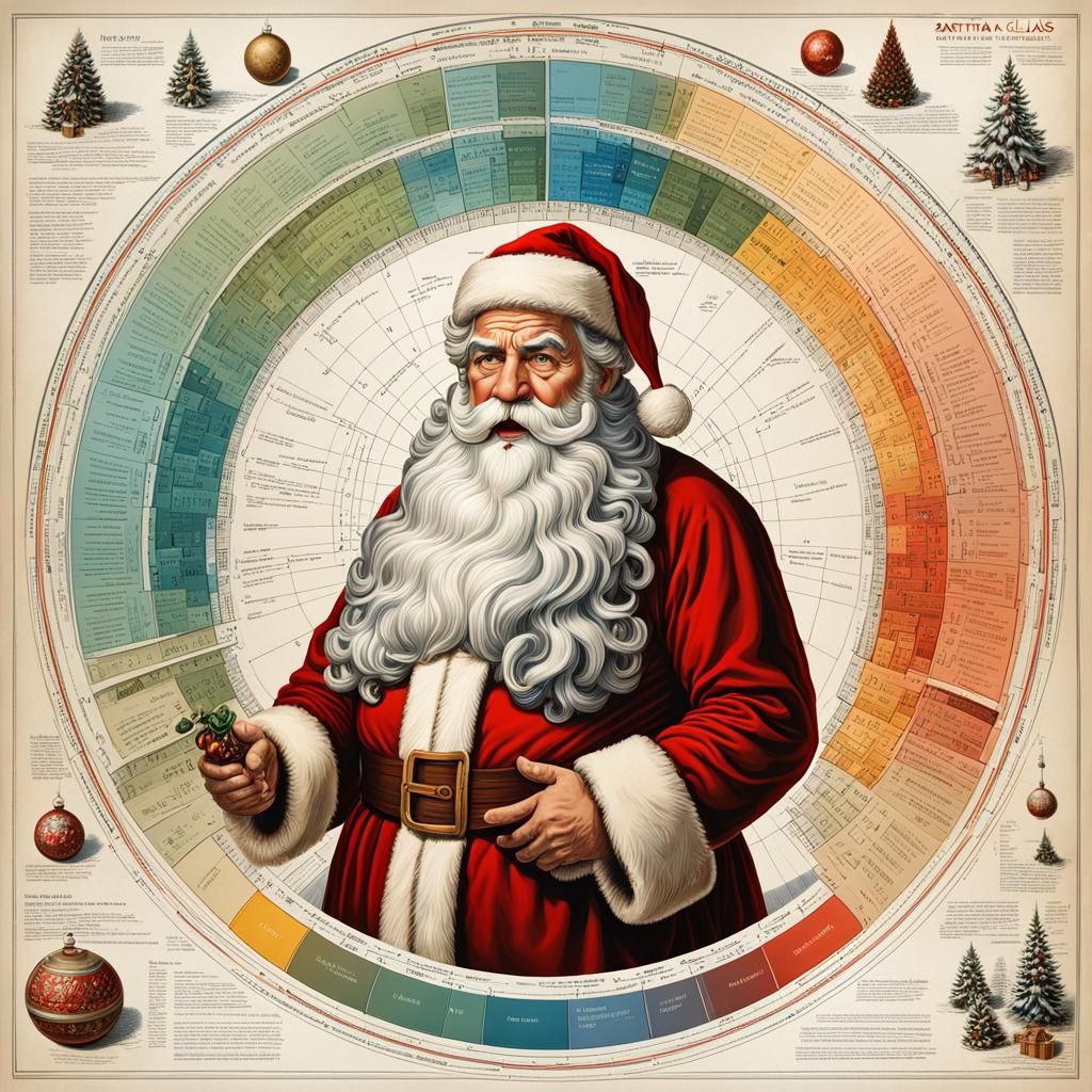 Detailed Scientific Chart of Santa Claus in Vivid Colors