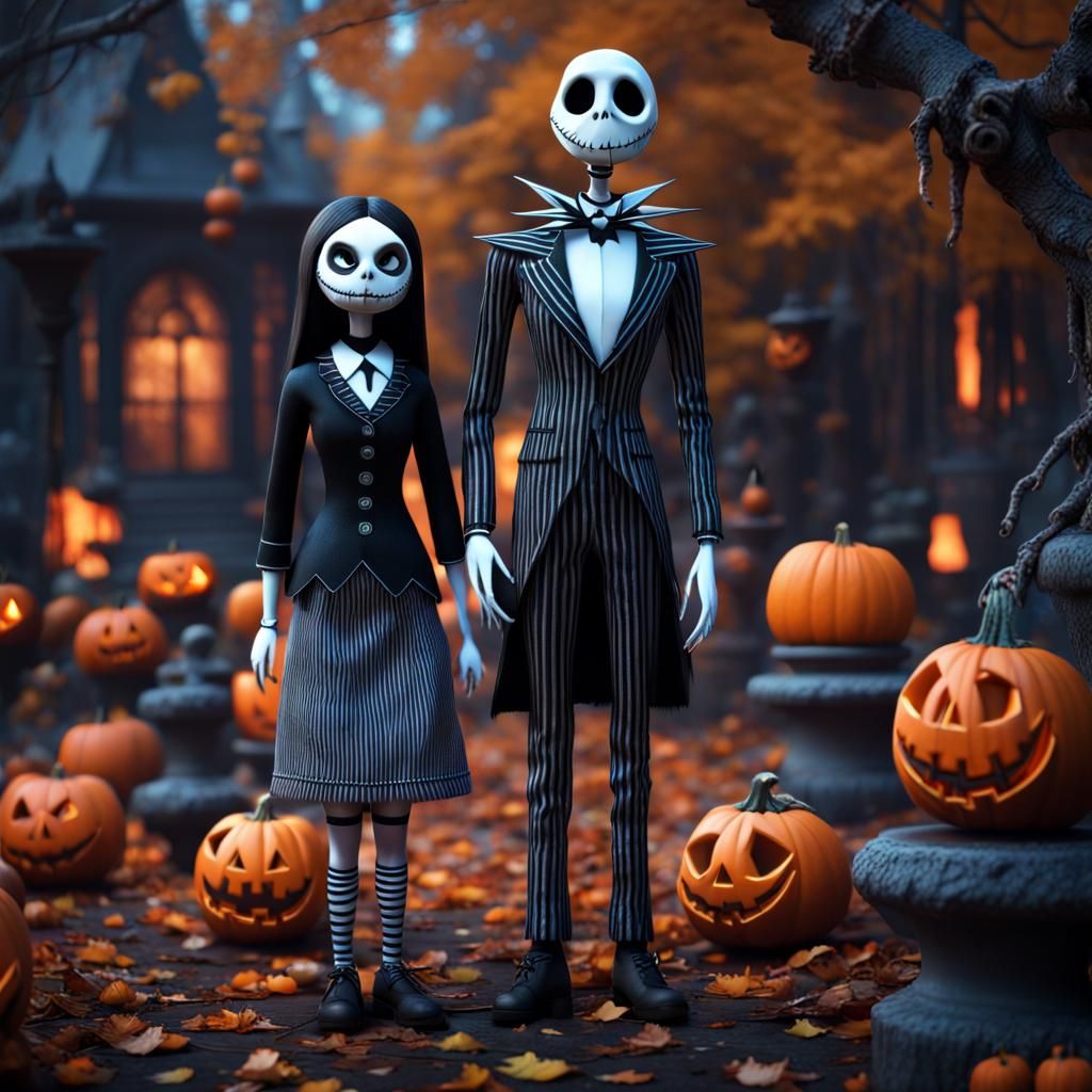Wednesday Addams and Jack Skellington Hybrid