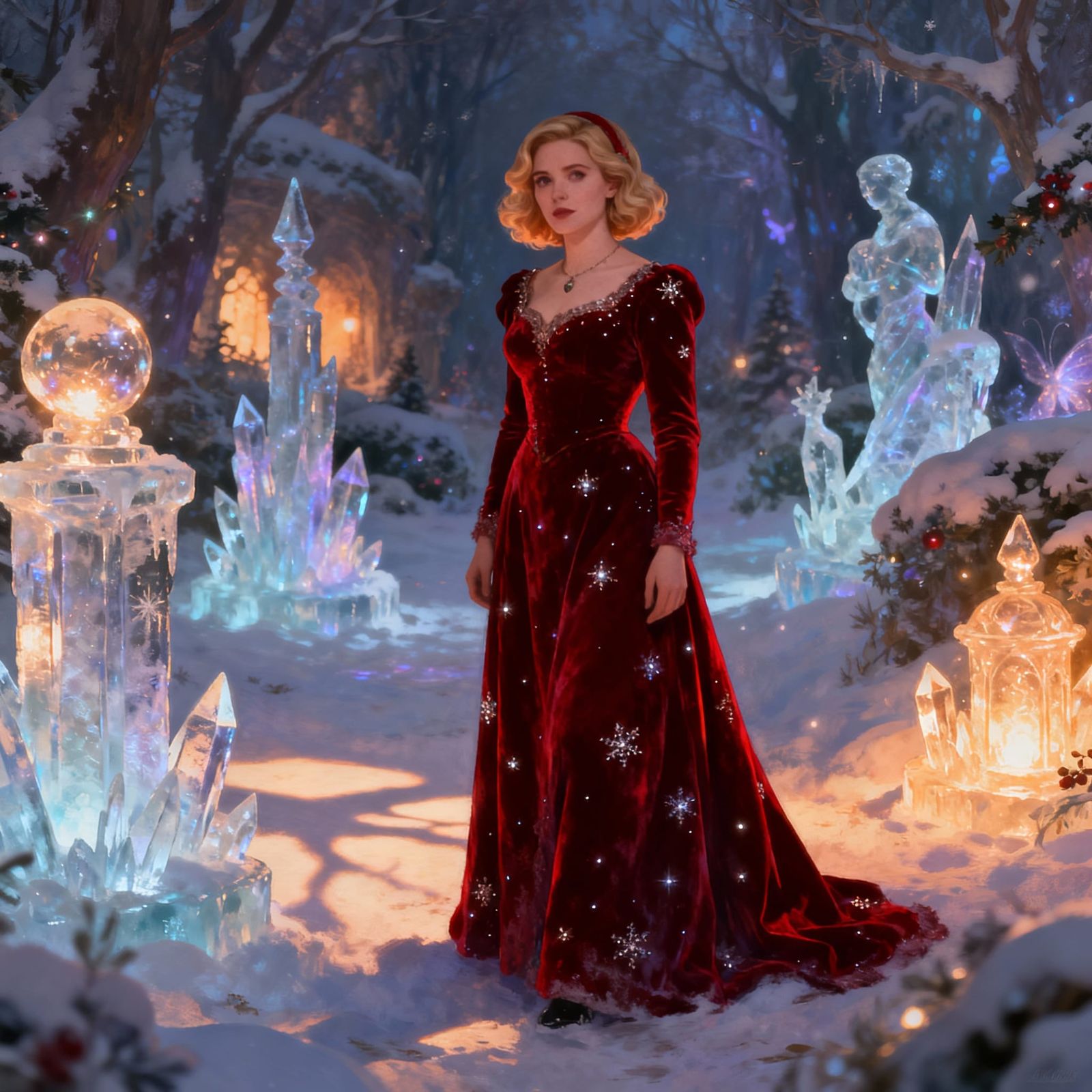 Sabrina Spellman in Velvet Christmas Dress in Winter Wonderl...